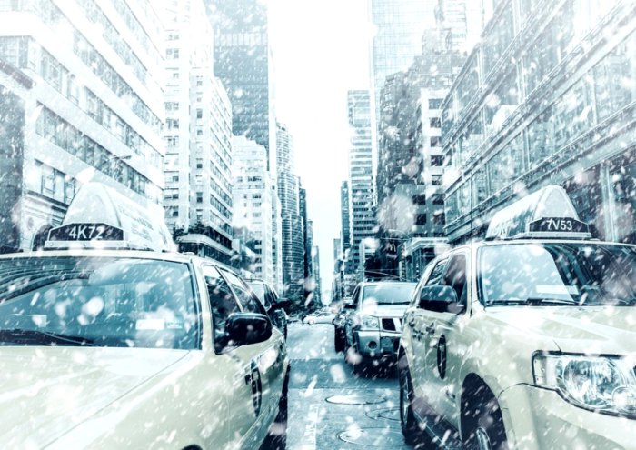 New York Taxi Road Yellow Cab Building Traffic 